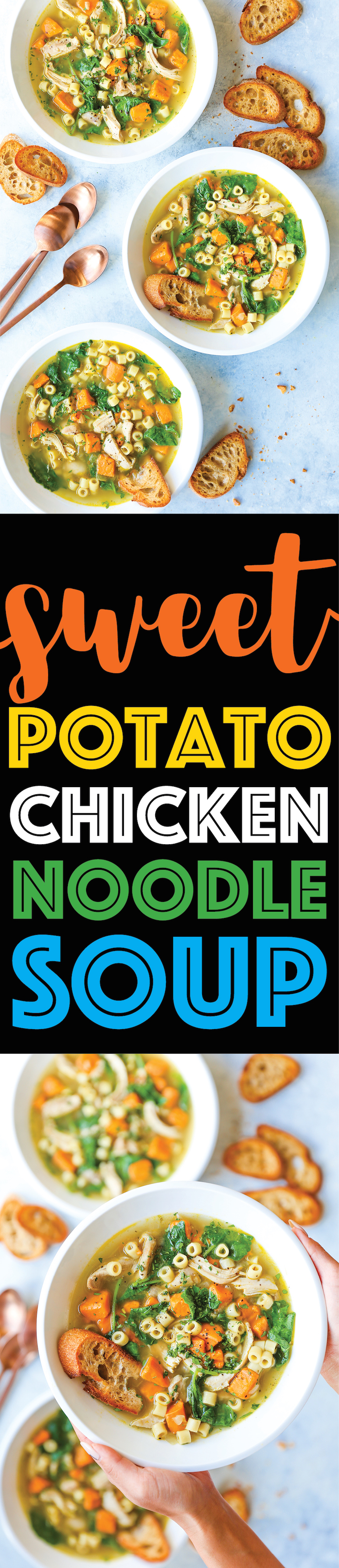 ​Sweet Potato Chicken Noodle Soup - A classic chicken noodle soup with a Fall twist! With tender chunks of sweet potato, this is pure comfort in a bowl!