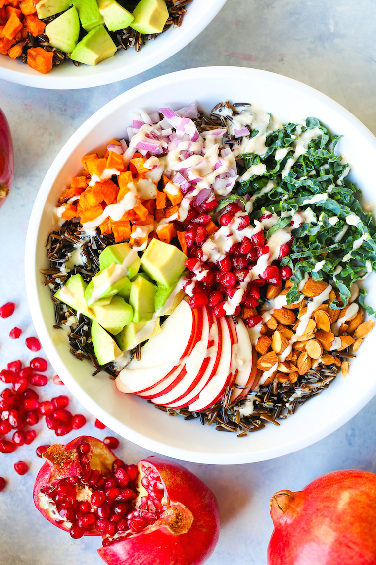 Fall Nourish Bowls - Filled with so many different veggies, these bowls are well-balanced, hearty and HEALTHY! Made with a maple-tahini dressing. SO GOOD!!!