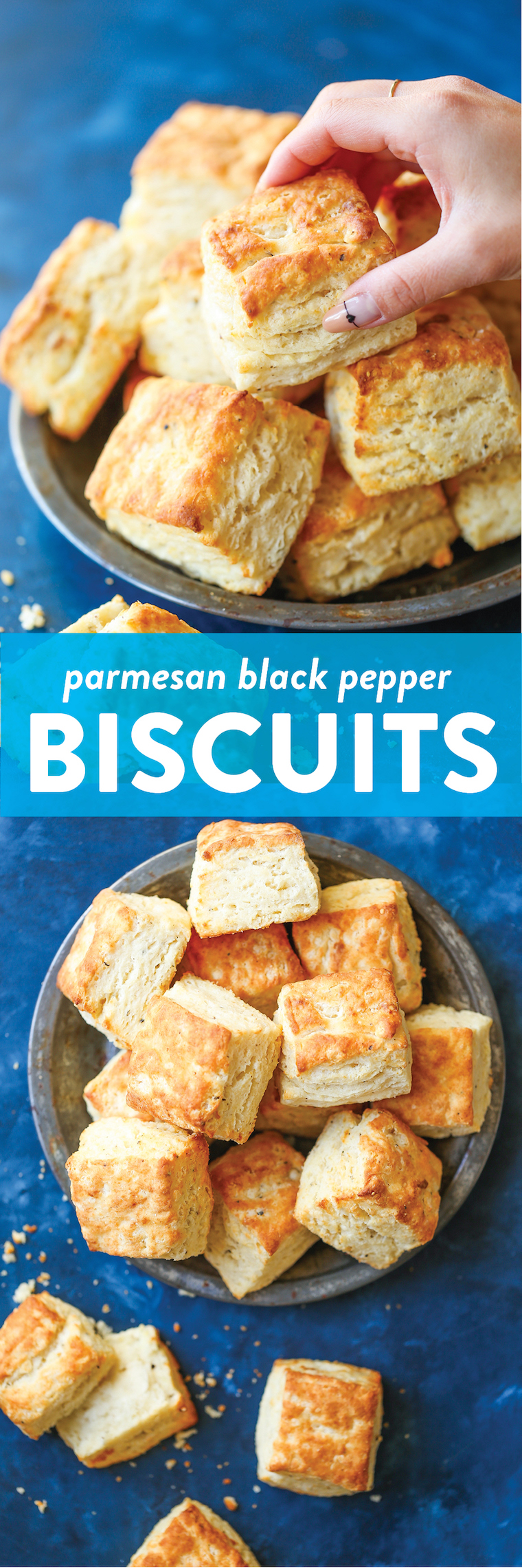 Parmesan Black Pepper Biscuits - Super flaky, mile-high biscuits! The Parmesan and black pepper make these SO GOOD! Serve warm for the best biscuits ever!