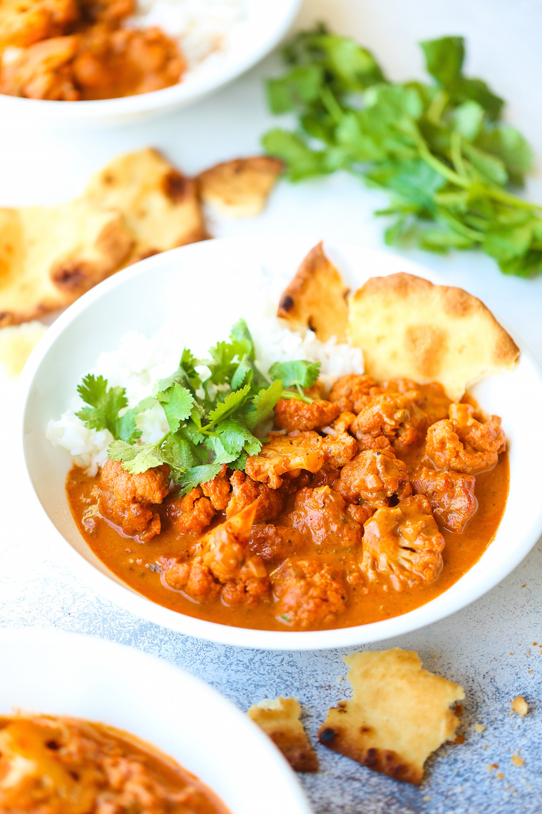 Butter Cauliflower Bowls - Indian butter chicken is made healthier + heartier with nutrient-loaded cauliflower! Just as creamy and flavorful, if not better!