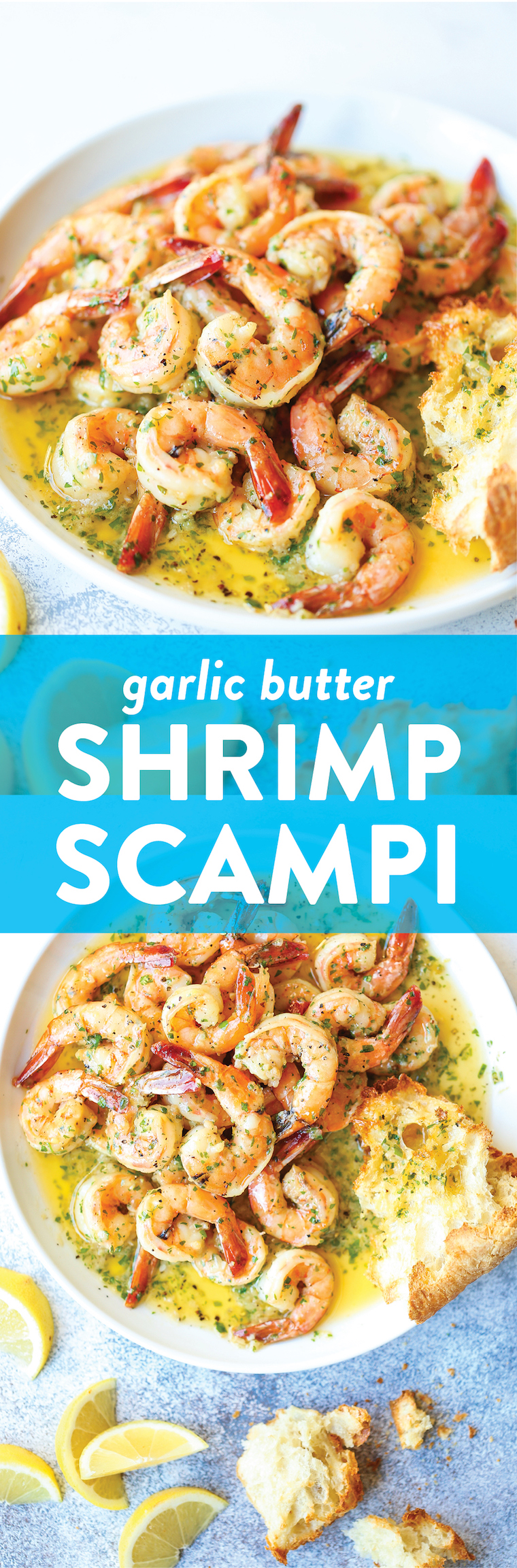 Garlic Butter Shrimp Scampi - Made in just 20 min from start to finish! The garlic butter sauce is TO DIE FOR. Buttery, garlicky and lemony!