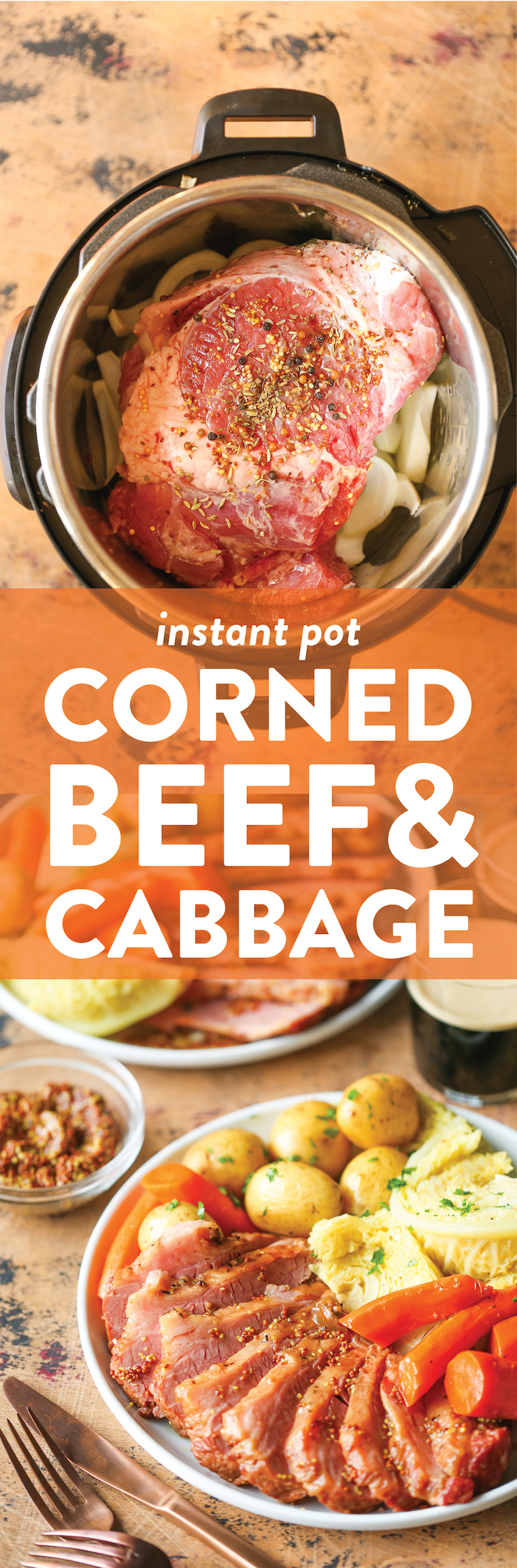 Instant Pot Corned Beef and Cabbage - A fast track corned beef dinner made in your pressure cooker! No brine, no fuss. The IP will do all the work for you!