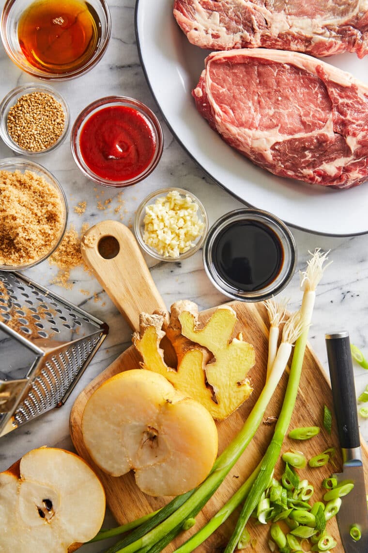 Korean Beef Bulgogi - A super easy recipe for Korean BBQ with the most flavorful marinade! The thin, tender slices of meat cook SO quickly!