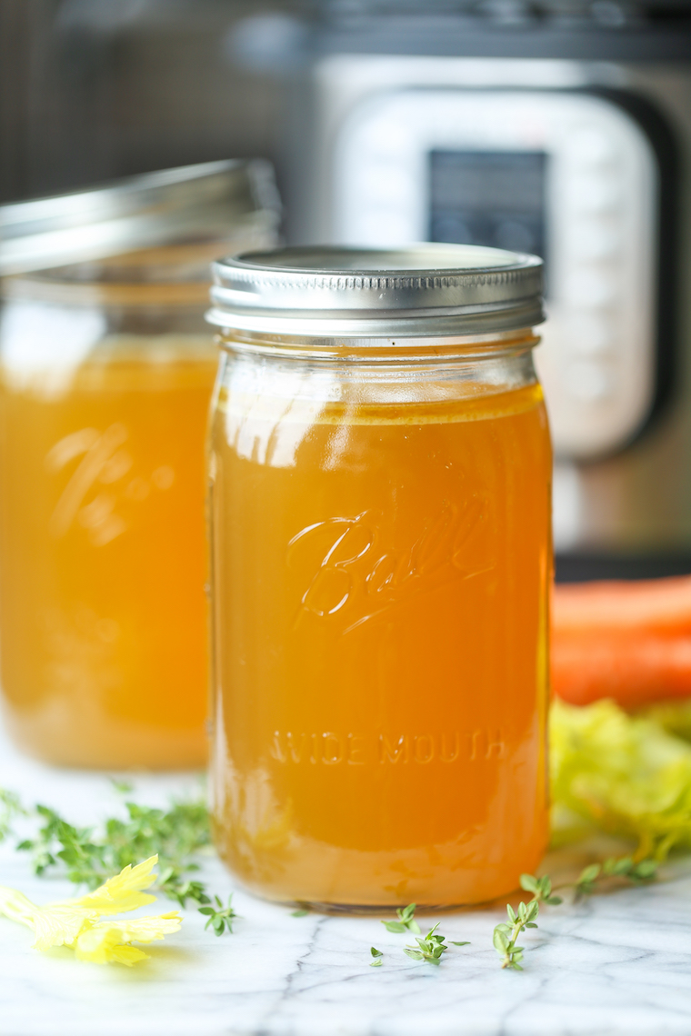 Instant Pot Chicken Stock - Now you can make the best homemade chicken stock in just 45 min! Freeze for up to 3 months. Perfect for stews, soups and sauces!
