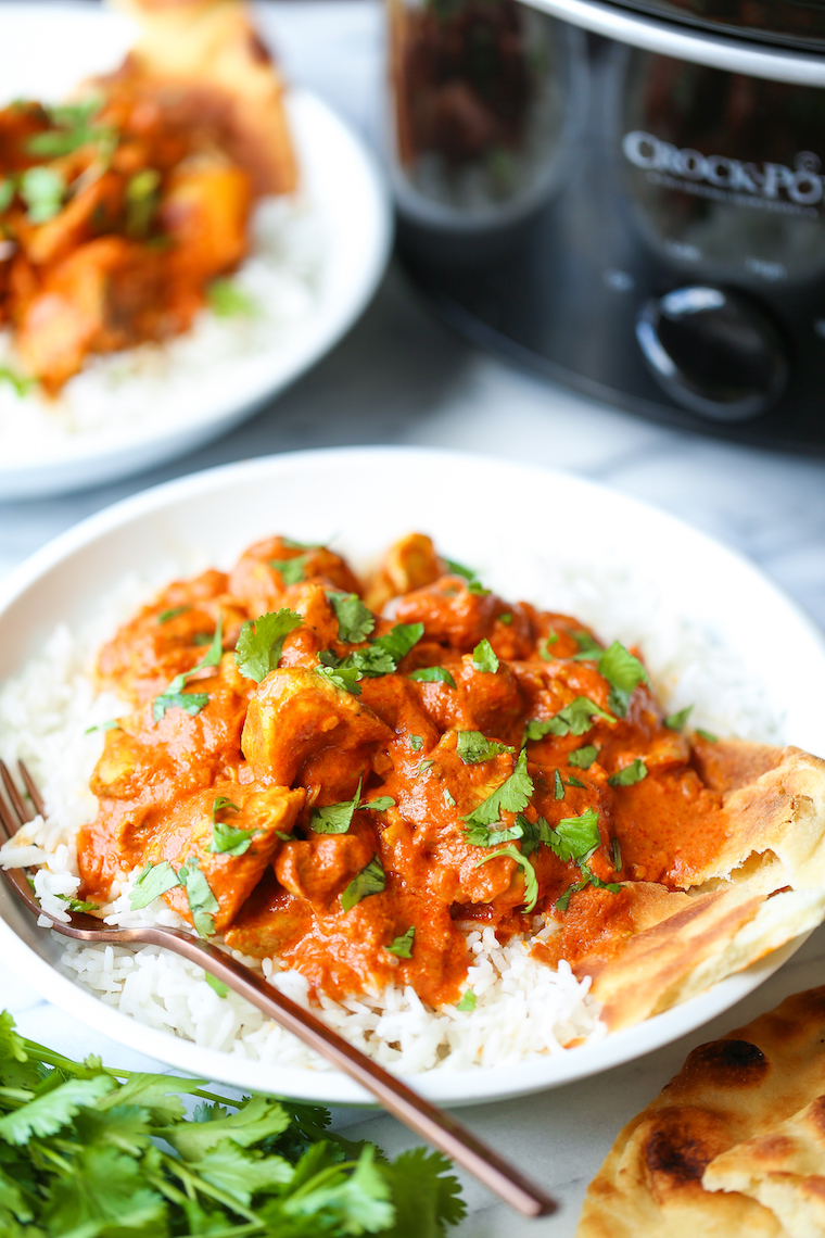 Slow Cooker Indian Butter Chicken - Simple prep, zero fuss! Restaurant-quality chicken made easily in the crockpot. Serve with rice + naan.