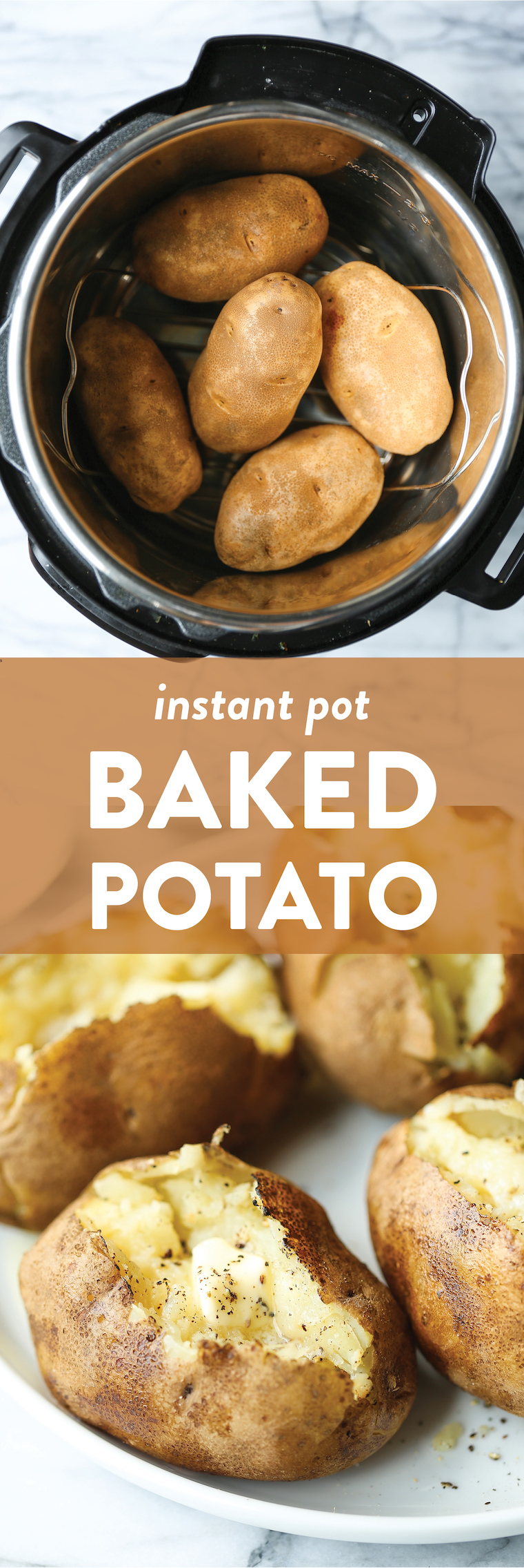 Instant Pot Baked Potato - The most foolproof way to make baked potatoes! Fluffy, fork-tender insides with super golden, crisp skin in just half the time!