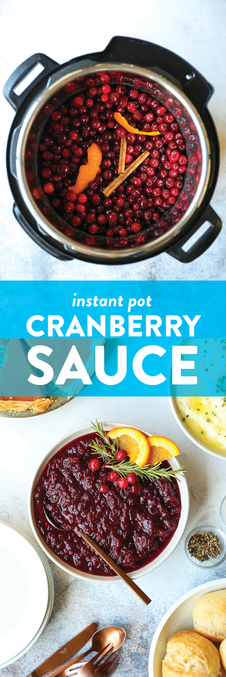 Instant Pot Cranberry Sauce - Perfect homemade 4 min cranberry sauce made from scratch! Use frozen or fresh cranberries. Quick and so easy!