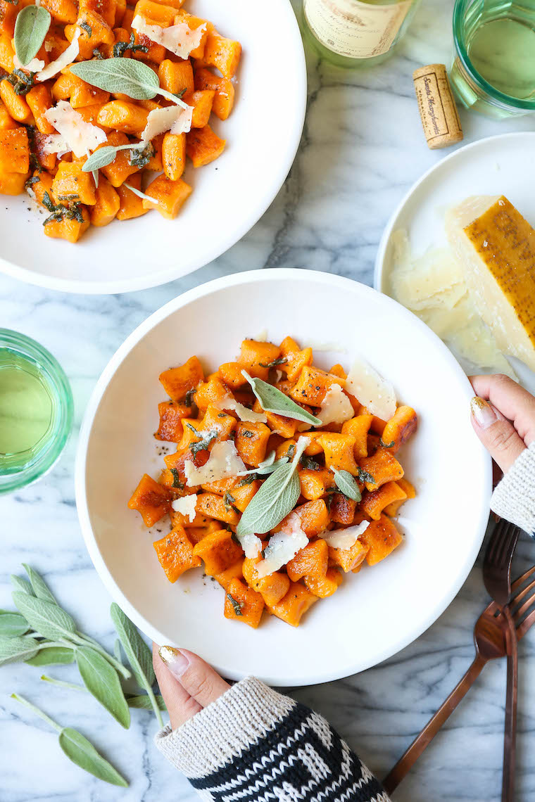 Brown Butter Sweet Potato Gnocchi - Homemade gnocchi is easier to make than you think! Light and pillowy using just 5 ingredients! SO GOOD.
