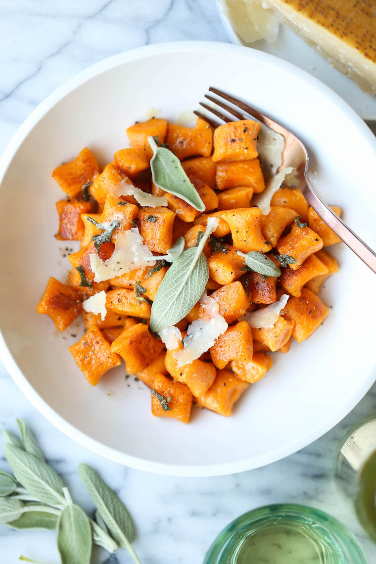 Brown Butter Sweet Potato Gnocchi - Homemade gnocchi is easier to make than you think! Light and pillowy using just 5 ingredients! SO GOOD.