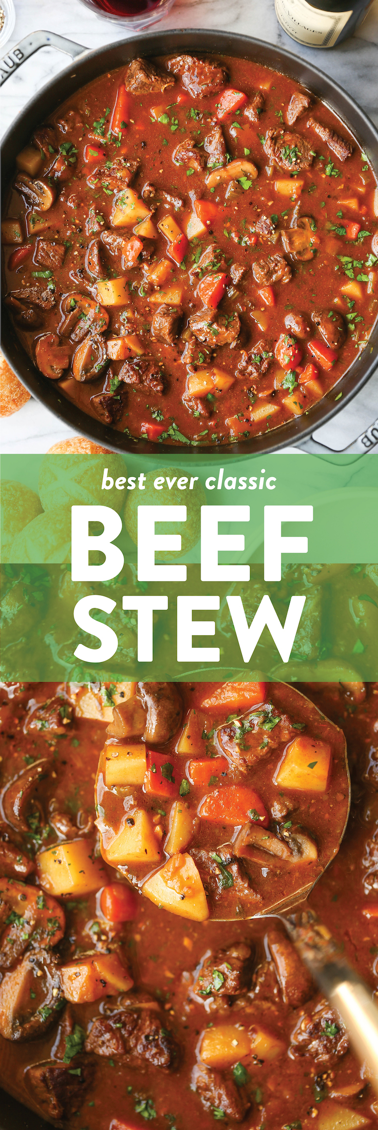 Best Ever Beef Stew Recipe - A cozy, classic beef stew with tender beef, carrots, mushrooms + potatoes. Everyone will love this, especially on those chilly nights!