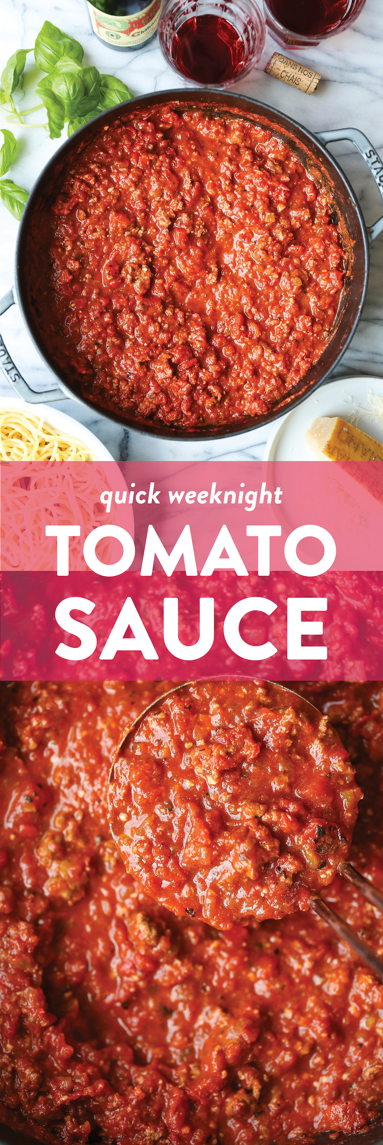 Quick Tomato Sauce - You can skip the jarred sauce! This is super quick, easy, fresh and so so good using pantry staples. Just 30 minutes start to finish!