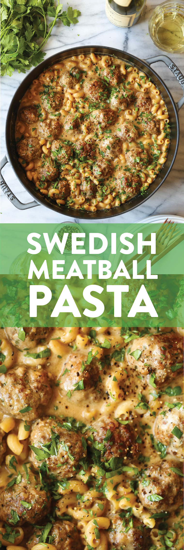 Swedish Meatball Pasta - Everyone's favorite Swedish meatballs with pasta tossed right into that cream sauce goodness. So heavenly, so good!