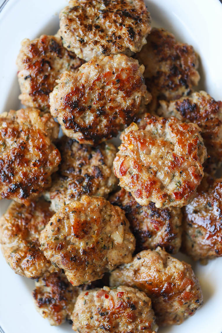 Close up view of Homemade breakfast sausage patties