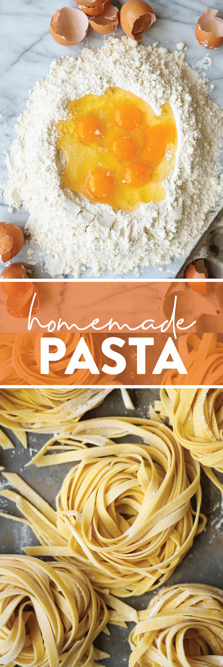 Homemade Pasta - Homemade fresh pasta dough! All you need is 4 ingredients and it's incredibly easy (and so versatile). Perfect for any shape!