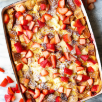 BAKED STRAWBERRIES AND CREAM FRENCH TOAST