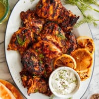 Easy chicken shawarma served in pita bread with tzatziki sauce