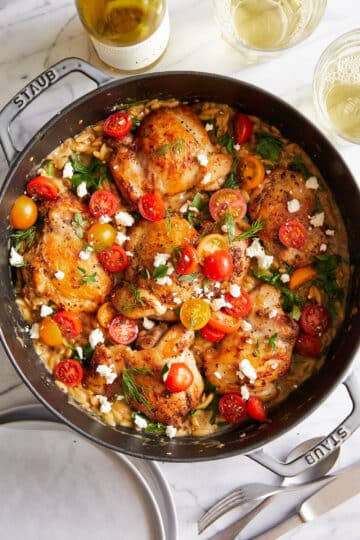One Pot Greek Chicken and Orzo
